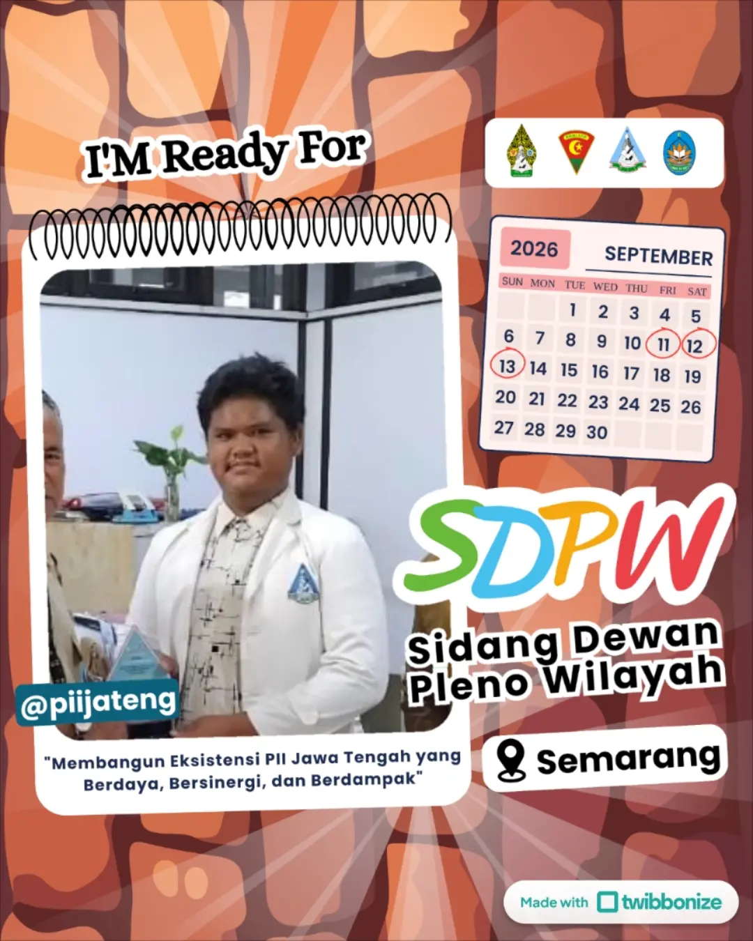 Twibbon Izzudin Nur Fatahillah delegasi PD PII Kota dan Kabupaten Tegal SDPW 2026