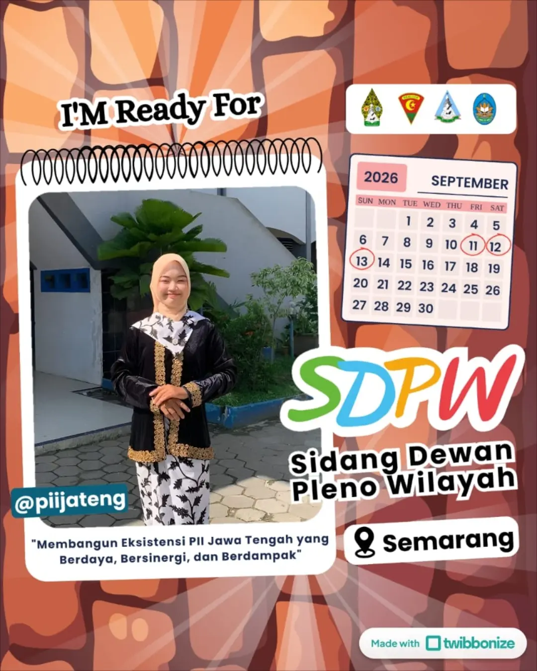 Twibbon Aida Joharah Apriliani delegasi PD PII Kota dan Kabupaten Tegal SDPW 2026